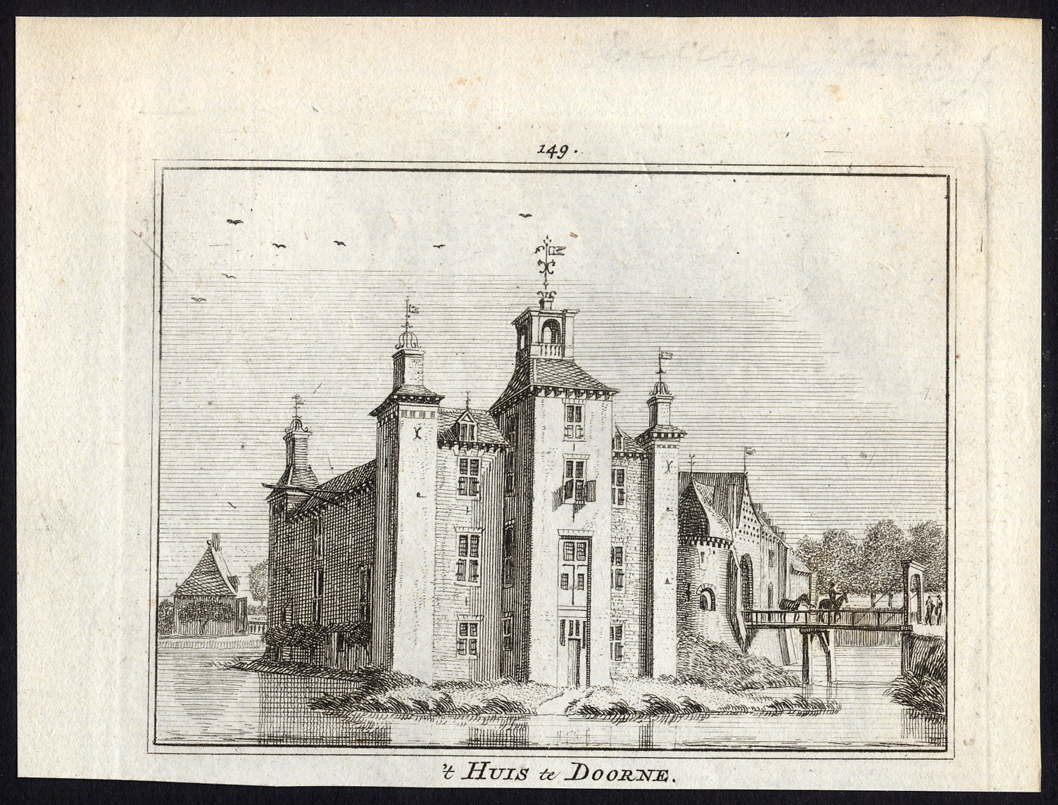, Antique Print-DEURNE-CASTLE-Spilman-De Beijer-1746, Pictura Antique Prints