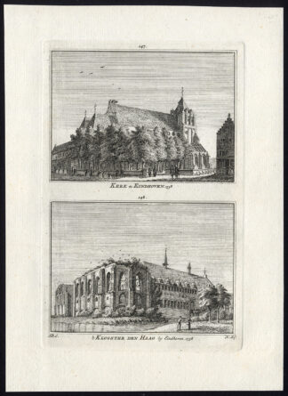 Antique Print-EINDHOVEN-DEN HAAG-CHURCH-MONASTERY-Spilman-De Beijer-1746