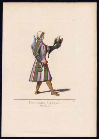 Antique Print-FALCONER-GERMANY-MIDDLE AGES-COSTUME-PLATE 9-Bonnard-Mercuri-1860