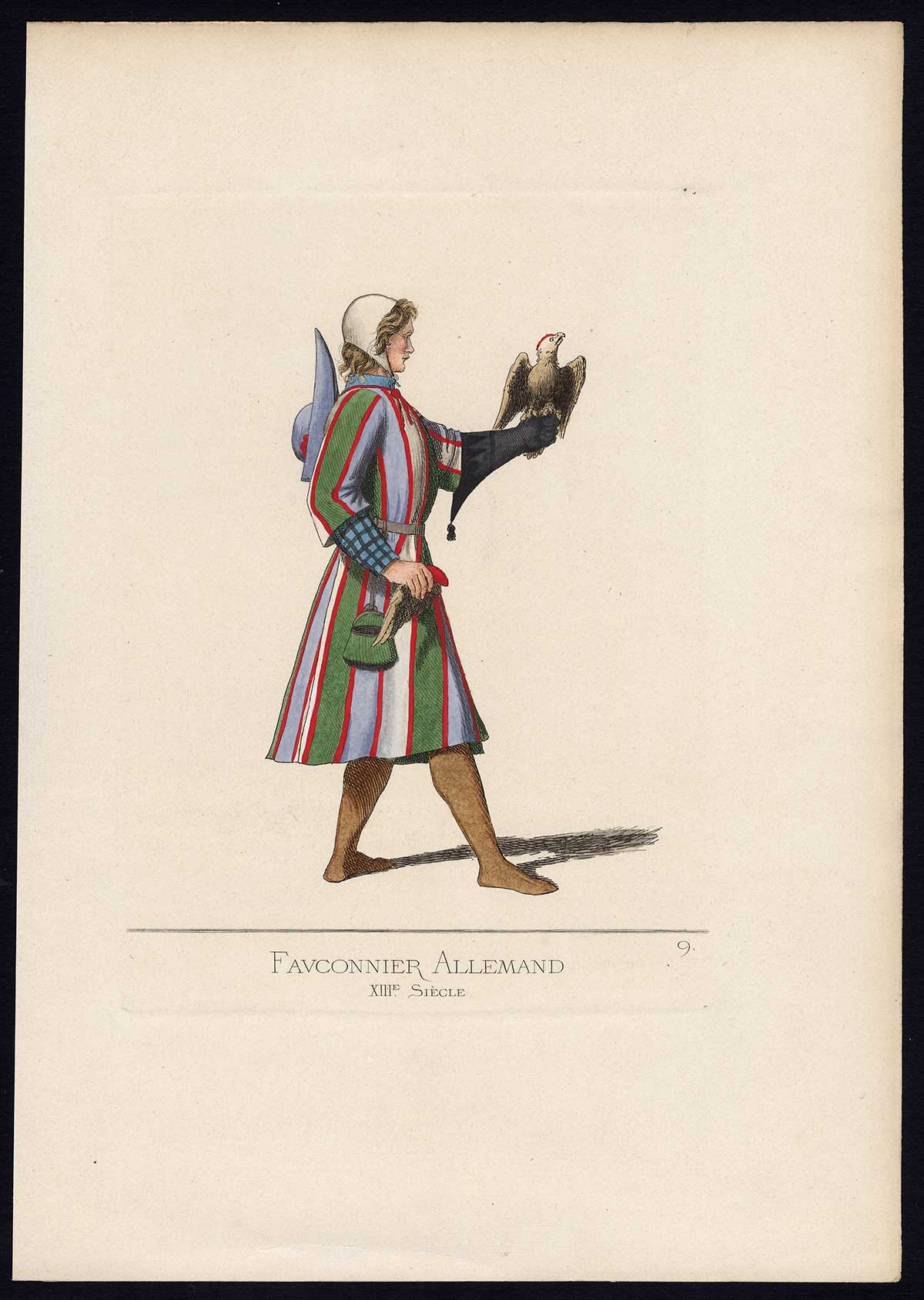 , Antique Print-FALCONER-GERMANY-MIDDLE AGES-COSTUME-PLATE 9-Bonnard-Mercuri-1860, Pictura Antique Prints