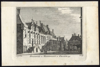 Antique Print-GRAVE-TOWN HALL-HOUSE OF CITY GUARD-Spilman-De Beijer-1746
