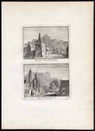 Antique Print-RAVENSTEIN-CASTLE-TOWN-CHURCH-Spilman-De Beijer-1746