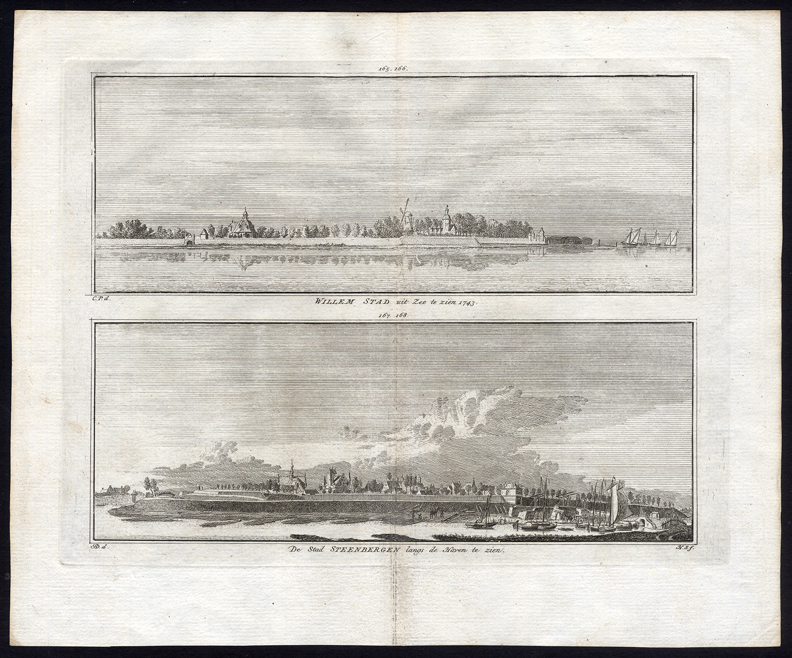 , Antique Print-WILLEMSTAD-STEENBERGEN-Spilman-De Beijer-1746, Pictura Antique Prints