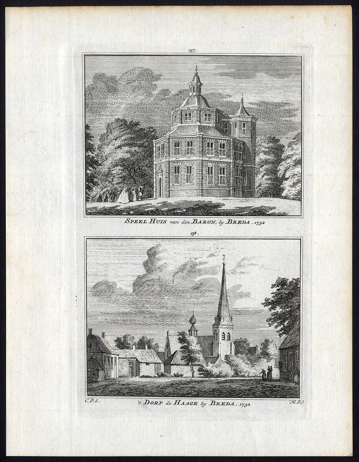 , Antique Print-BREDA-HAAGE-THEATRE-VILLAGE-BARON-Spilman-De Beijer-1746, Pictura Antique Prints