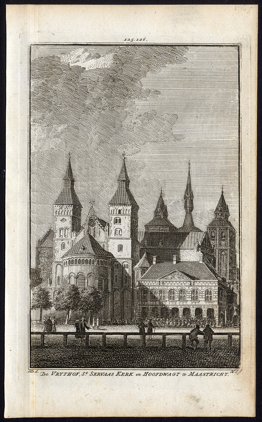 , Antique Print-MAASTRICHT-VRIJTHOF-SINT SERVAASKERK-GUARD-Spilman-De Beijer-1746, Pictura Antique Prints