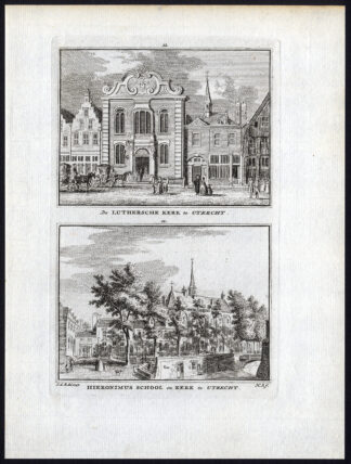 Antique Print-UTRECHT-LUTHERSE KERK-HIERONIMUS SCHOOL-HIERONIMUS CHURCH-Spilman-