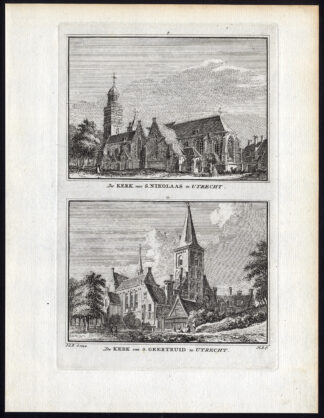 Antique Print-UTRECHT-SINT NIKOLAAS-SINT GEERTRUID-CHURCH-Spilman-De Beijer-1746