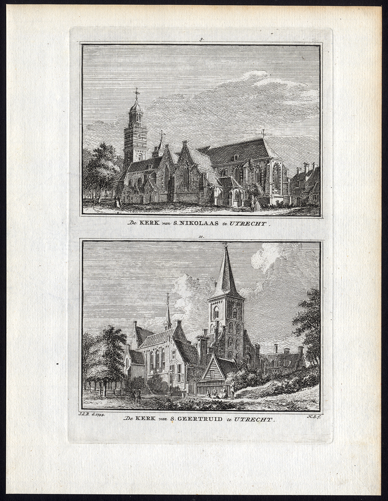 , Antique Print-UTRECHT-SINT NIKOLAAS-SINT GEERTRUID-CHURCH-Spilman-De Beijer-1746, Pictura Antique Prints
