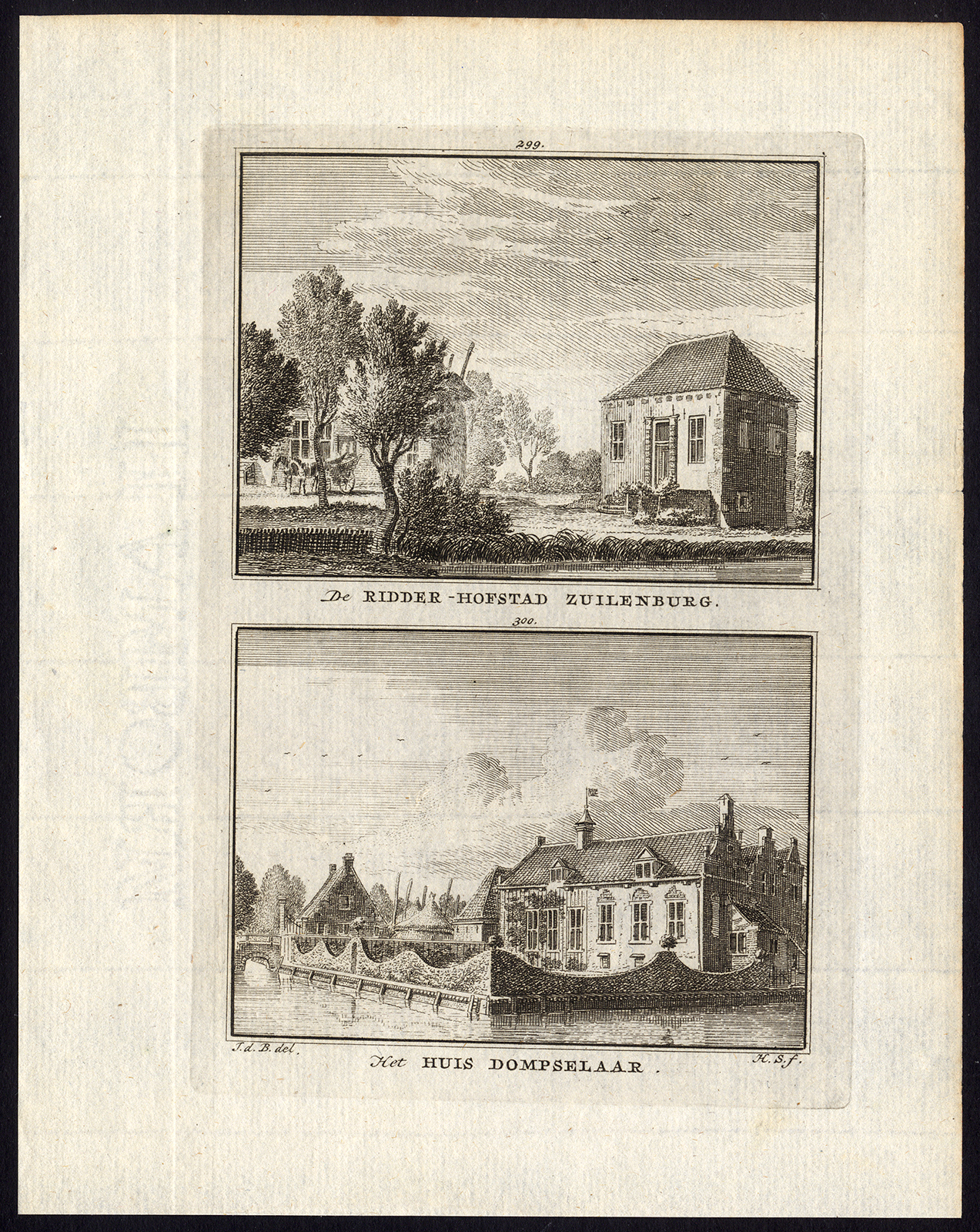 , Antique Print-OVERLANGBROEK-ZUILENBURG-DOMPSELAAR-Spilman-De Beijer-1746, Pictura Antique Prints