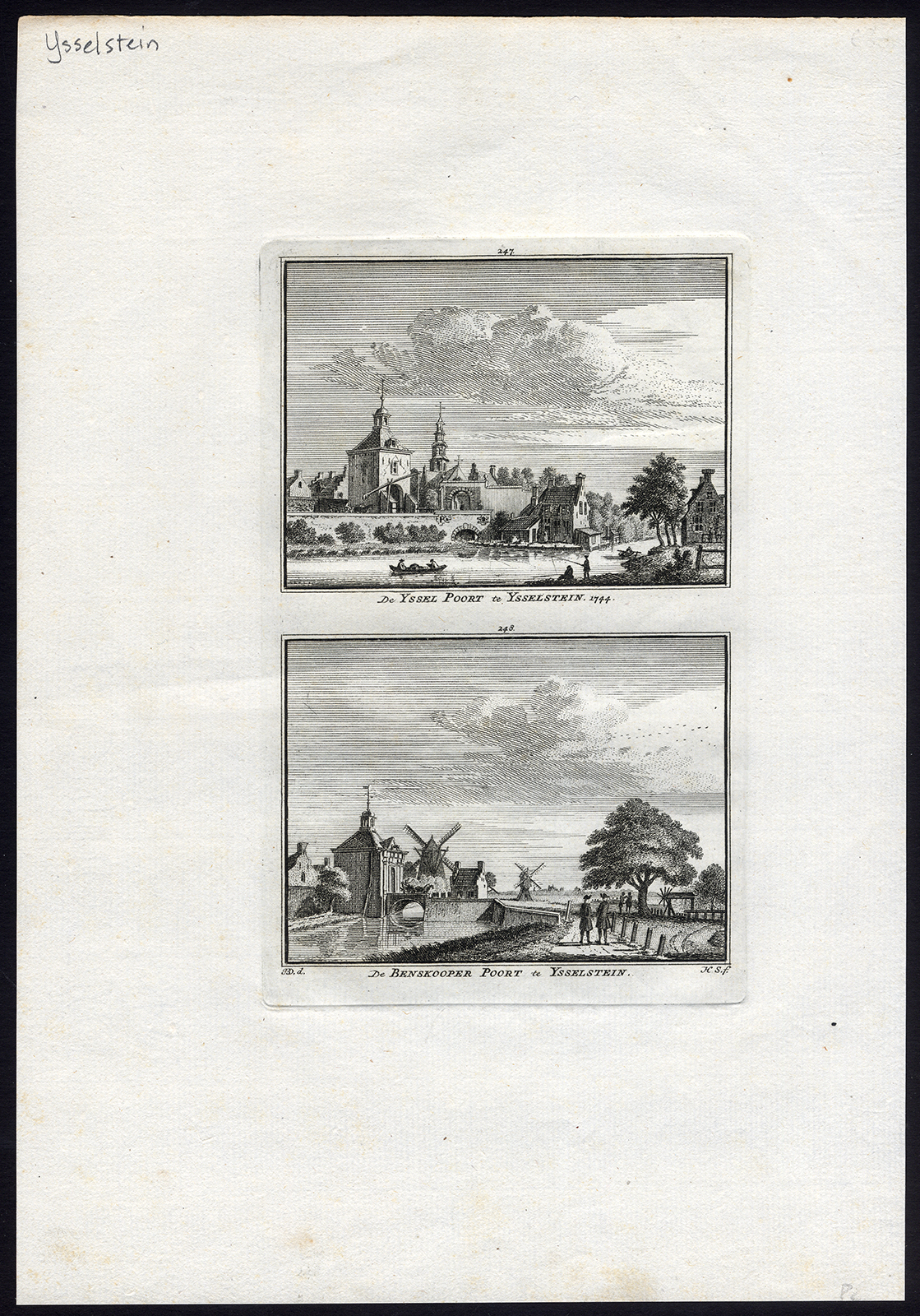 , Antique Print-IJSSELSTEIN-IJSSEL POORT-BENSKOPER POORT-Spilman-De Beijer-1746, Pictura Antique Prints
