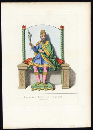 Antique Print-BONIFACE III-MARGRAVE OF TUSCANY-ITALY-PL 1-Bonnard-Mercuri-1860