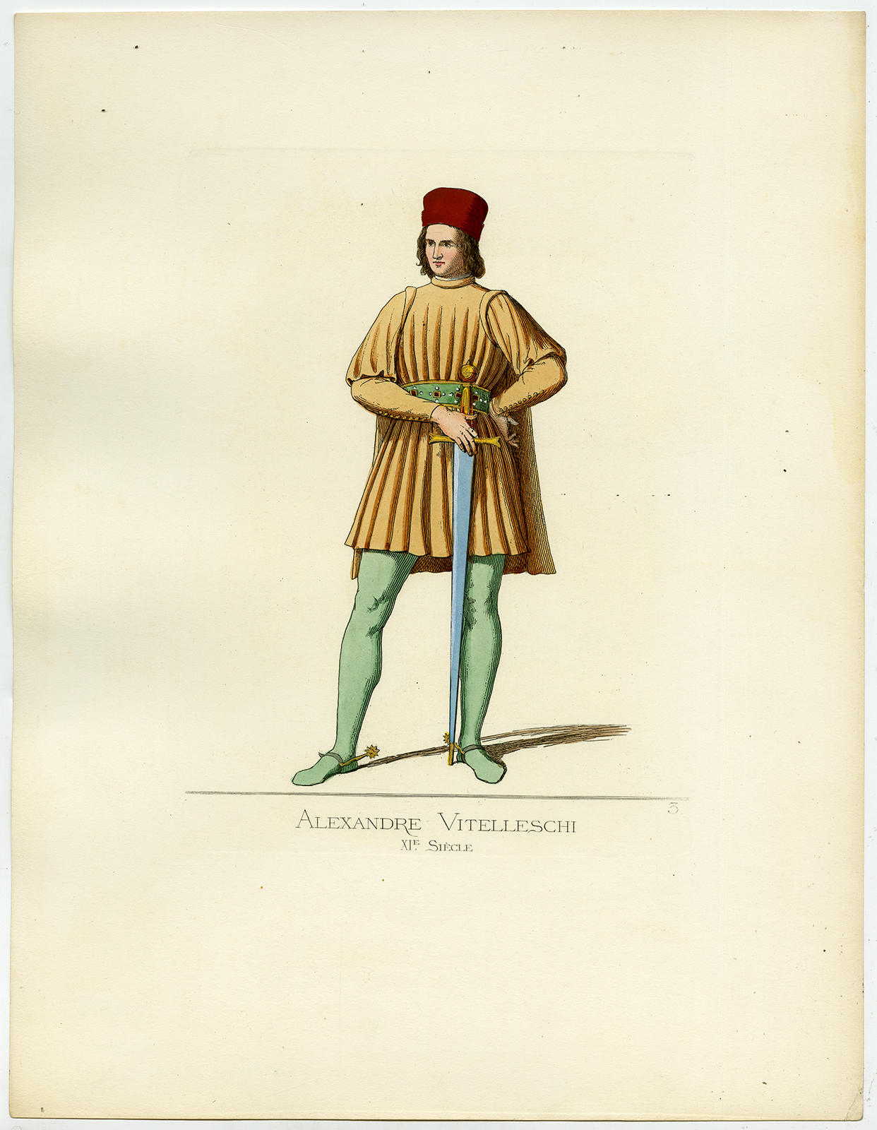 , Antique Print-ALEXANDRE VITELLESCHI-ITALY-MIDDLE AGES-PL 3-Bonnard-Mercuri-1860, Pictura Antique Prints