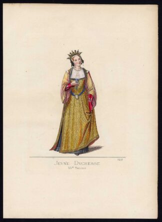 Antique Print-YOUNG DUCHESS-COSTUME-RENAISSANCE-PLATE 142-Bonnard-Mercuri-1860