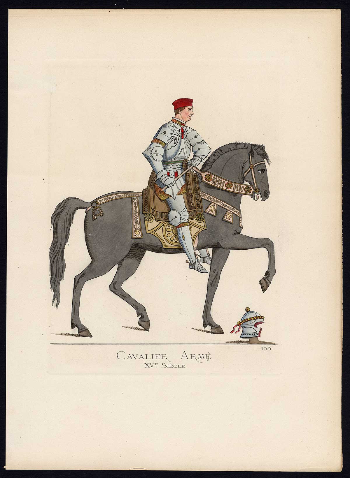 , Antique Print-CAVALRY-ARMY-ITALY-HORSE-ANTONIO RIDO-PL 133-Bonnard-Mercuri-1860, Pictura Antique Prints