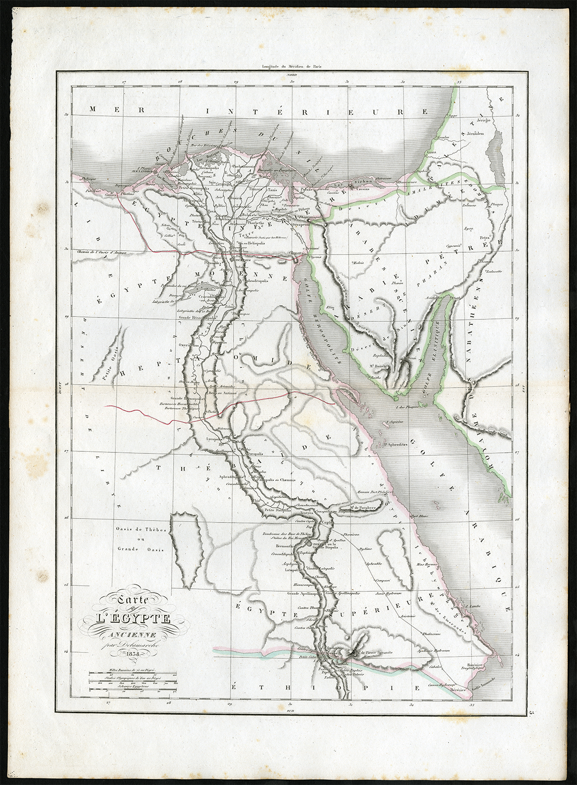 , Antique Print-ANCIENT EGYPT-NILE-RED SEA-Delamarche-1840, Pictura Antique Prints