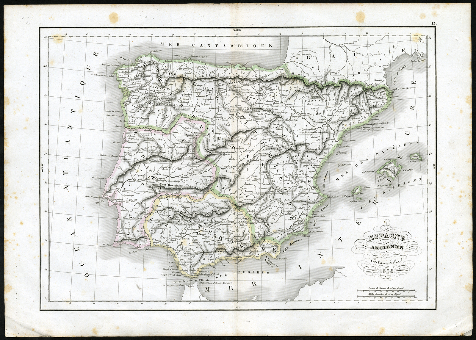 , Antique Print-SPAIN-TARRACONENSIS-BAETIA-LUSITANIA-Delamarche-1840, Pictura Antique Prints