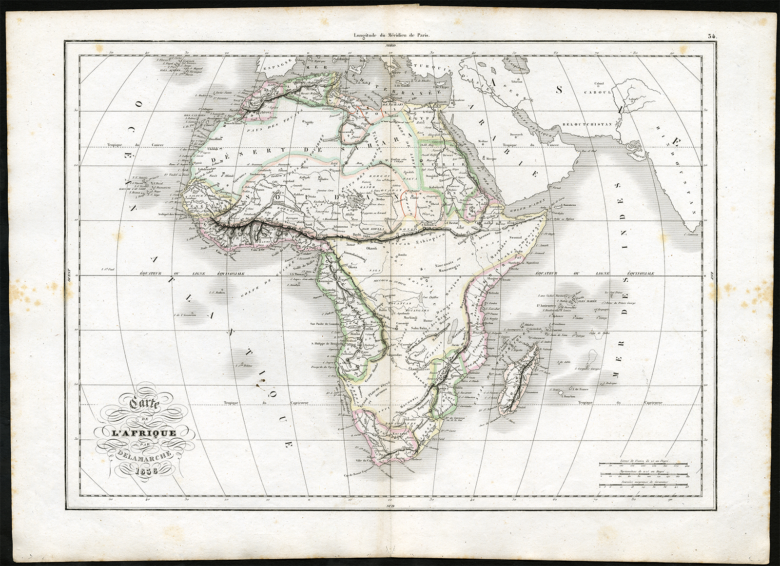 , Antique Print-AFRICA-SAHARA-EGYPT-SUDAN-MADAGASCAR-Delamarche-1840, Pictura Antique Prints