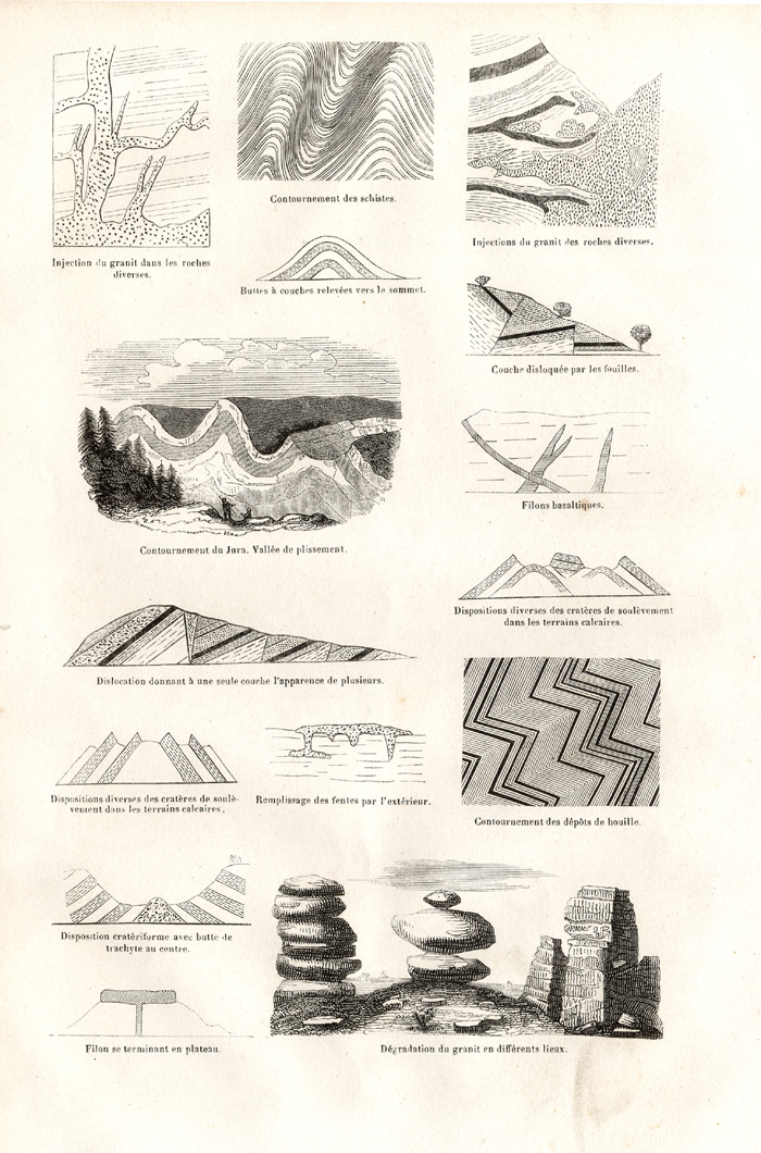 , Antique Print-ROCK-GRANITE-JURA-GEOLOGY-Drapiez-1853, Pictura Antique Prints