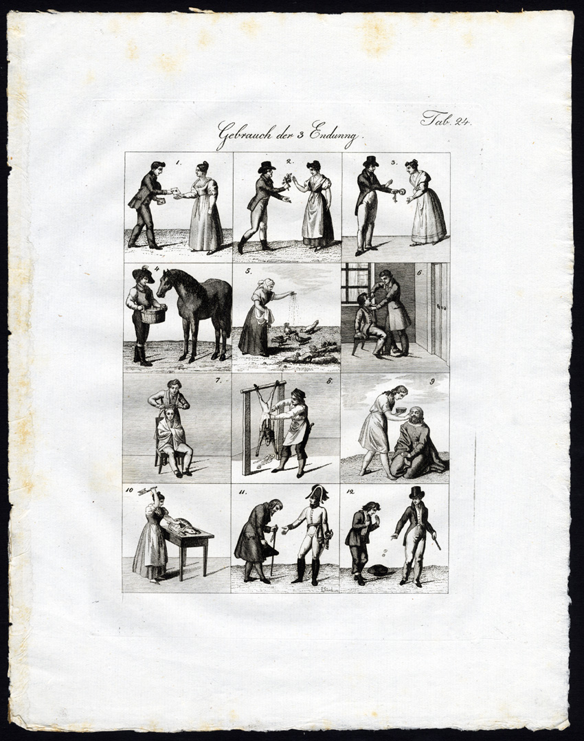 , Antique Print-COSTUME-DENTIST-BUTCHER-HORSE-Czech-1844, Pictura Antique Prints