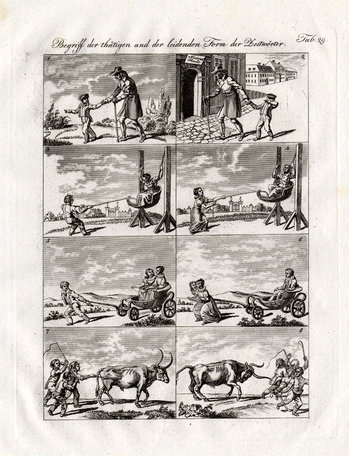 , Antique Print-CHILD GAMES-SWING-BULL-Czech-1844, Pictura Antique Prints