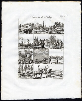 Antique Print-WIND MILL-STEAM SHIP-MILITARY-Czech-1844