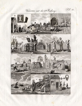 Antique Print-SHEPHARD-SHEEP-KING-HORSE-Czech-1844