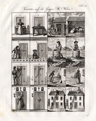 Antique Print-FARM-COW-WELL-SABLE-COSTUME-Czech-1844