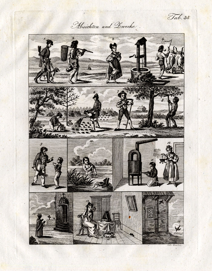 , Antique Print-FARM-PLOWING-HUNTING-DOG-COW-Czech-1844, Pictura Antique Prints