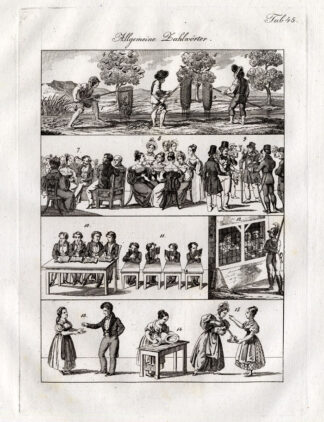 Antique Print-NUMBERS-FISHING-EDUCATION-Czech-1844