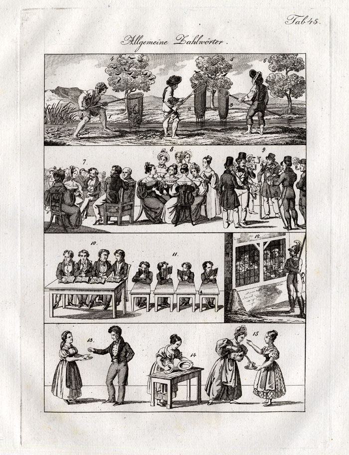 , Antique Print-NUMBERS-FISHING-EDUCATION-Czech-1844, Pictura Antique Prints