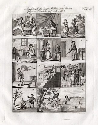 Antique Print-DANGER-BAD BEHAVIOUR-HABITS-Czech-1844