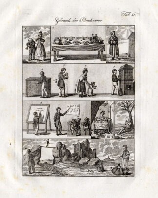 Antique Print-COSTUME-EDUCATION-SCHOOL-PIG-Czech-1844