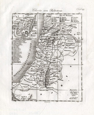 Antique Map-PALESTINE-JERUSALEM-ISRAEL-Czech-1844