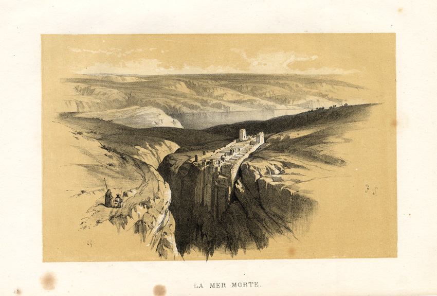 , Antique Print-DEAD SEA-ISRAEL-MIDDLE EAST-Roberts-1847, Pictura Antique Prints