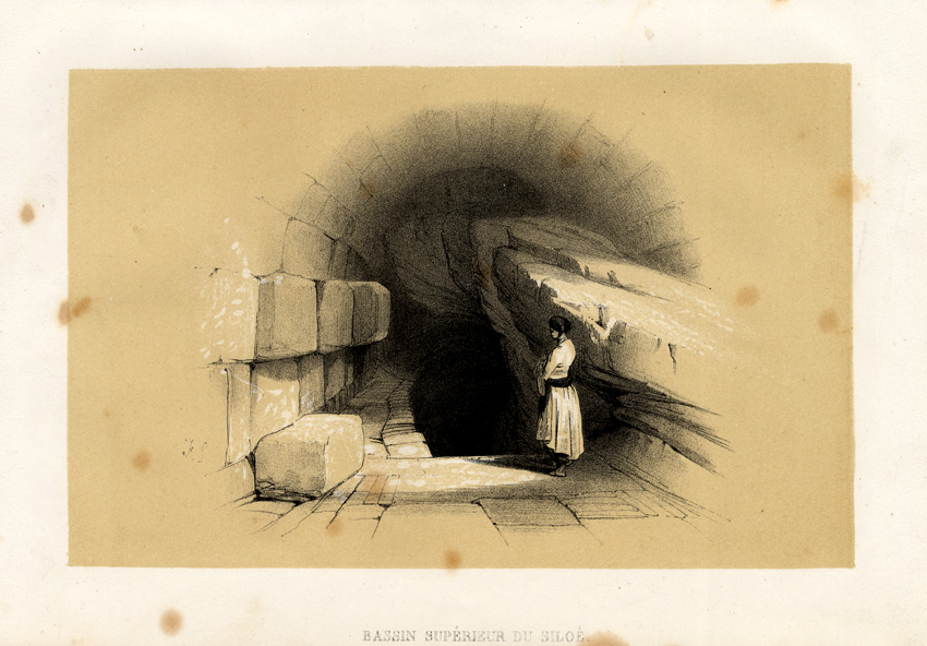 , Antique Print-BASIN OF SILOE-JERUSALEM-ISRAEL-Roberts-1847, Pictura Antique Prints