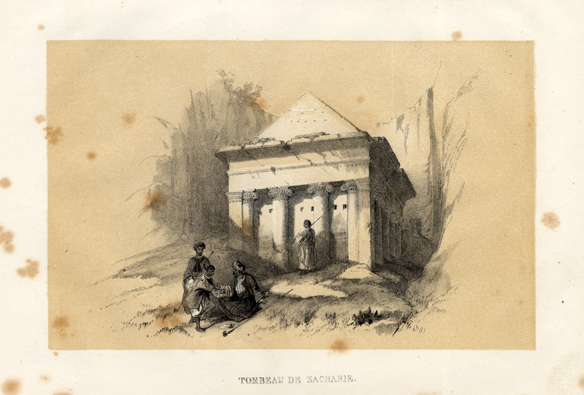, Antique Print-TOMB OF ZACHARIAS-JERUSALEM-ISRAEL-Roberts-1847, Pictura Antique Prints