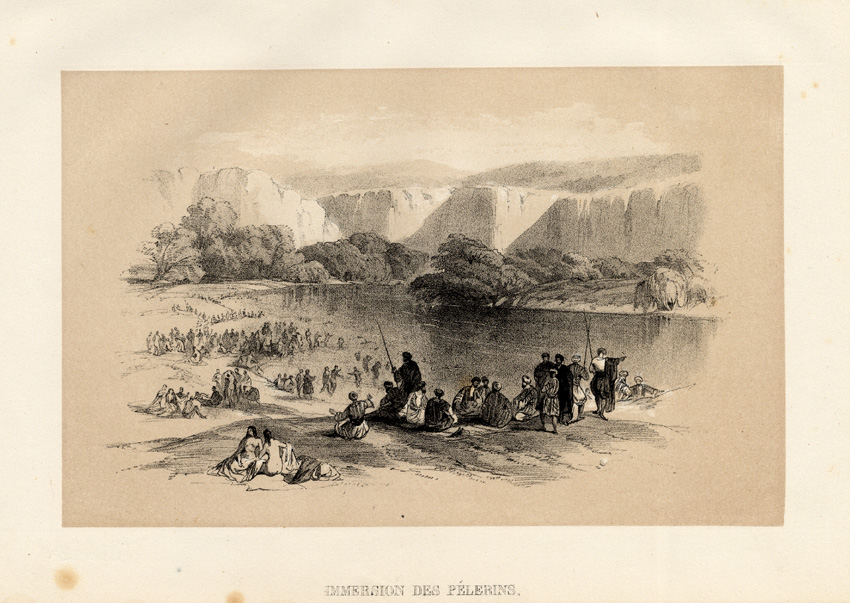 , Antique Print-IMMERSION-PILGRIMS-ISRAEL-Roberts-1847, Pictura Antique Prints