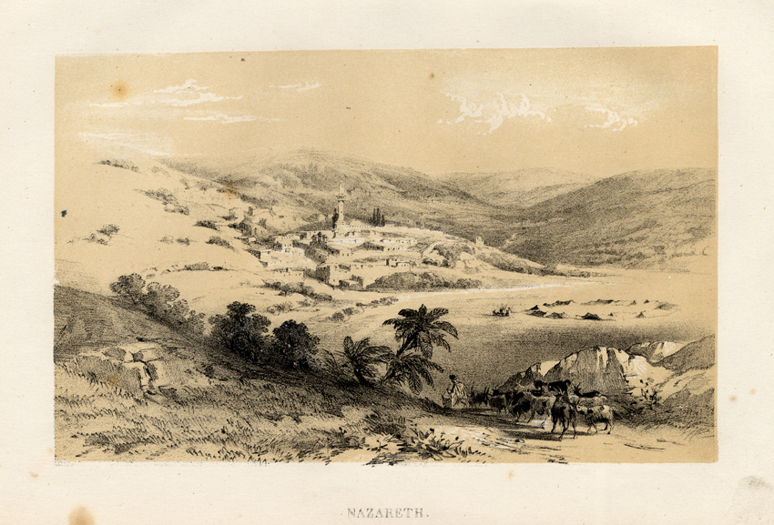 , Antique Print-NAZARETH-ISRAEL-PALESTINE-CITY-VIEW-HERD-Roberts-1847, Pictura Antique Prints