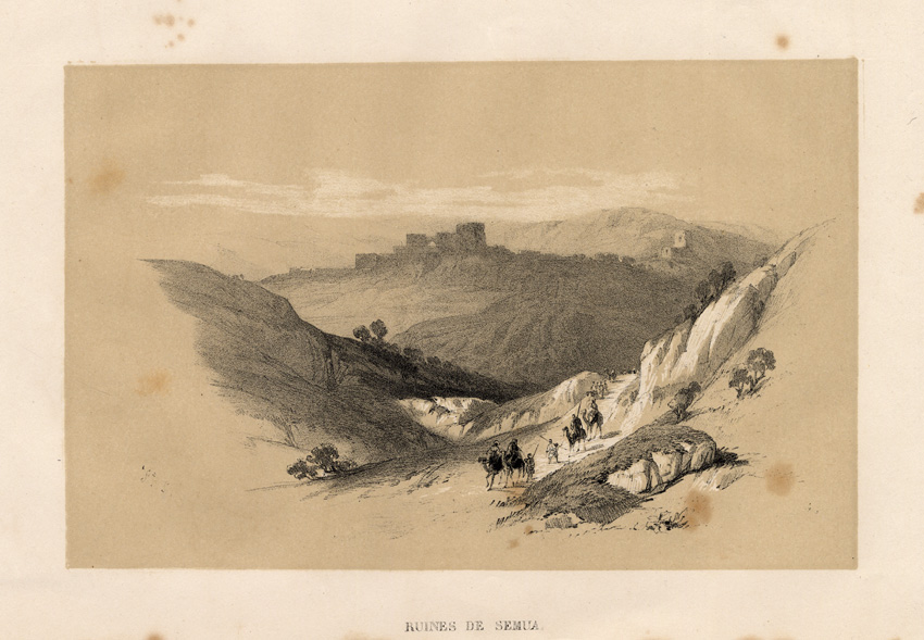 , Antique Print-RUINS-SEMUA-ISRAEL-PALESTINE-Roberts-1847, Pictura Antique Prints
