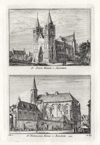 Antique Print-ARNHEM-JANSKERK-NICOLAASKERK-NETHERLANDS-Spilman-1743