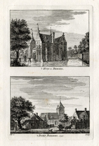 Antique Print-BEMMEL-CASTLE-VILLAGE-NETHERLANDS-VIEW-Spilman-1743