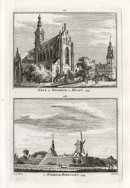 , Antique Print-HULST-BIERVLIET-NETHERLANDS-Spilman-1743, Pictura Antique Prints