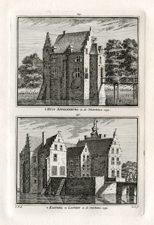, Antique Print-LOENEN-CASTLE-NETHERLANDS-Spilman-1743, Pictura Antique Prints