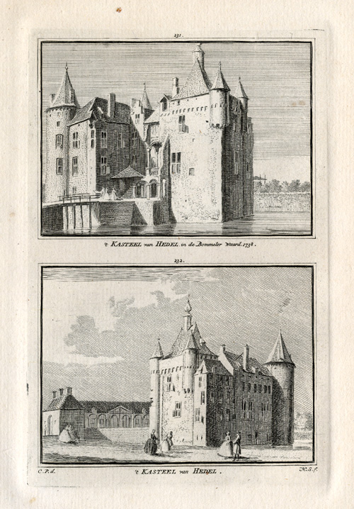 , Antique Print-HEDEL-CASTLE-NETHERLANDS-Spilman-1743, Pictura Antique Prints