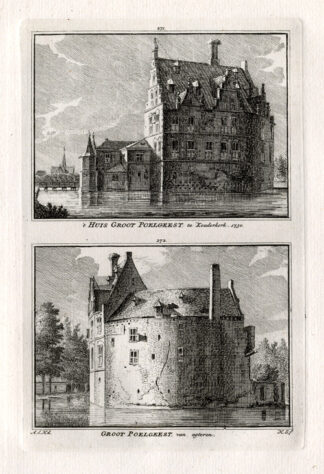 Antique Print-KOUDEKERK-GROOT POELGEEST-CASTLE-NETHERLANDS-Spilman-1743