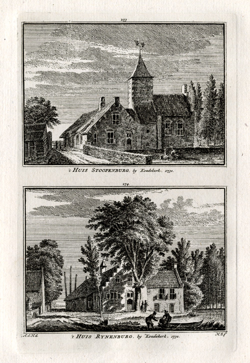 , Antique Print-KOUDEKERK-CASTLE-NETHERLANDS-Spilman-1743, Pictura Antique Prints