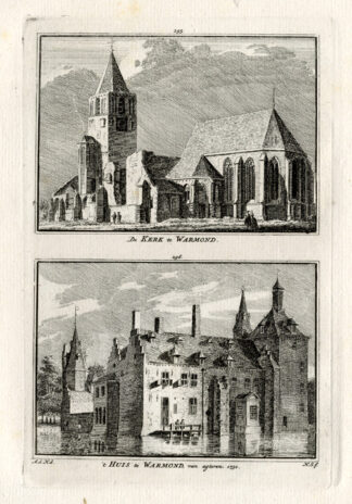 Antique Print-WARMOND-CASTLE-CHURCH-NETHERLANDS-Pl. 295/6-Spilman-1743