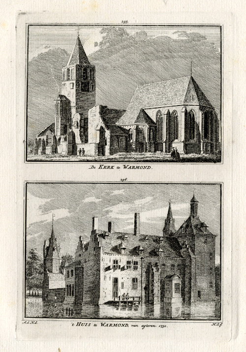 , Antique Print-WARMOND-CASTLE-CHURCH-NETHERLANDS-Pl. 295/6-Spilman-1743, Pictura Antique Prints