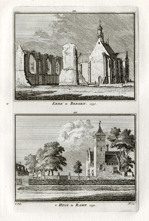 , Antique Print-BERGEN-OVERVEEN-NETHERLANDS-Spilman-1743, Pictura Antique Prints