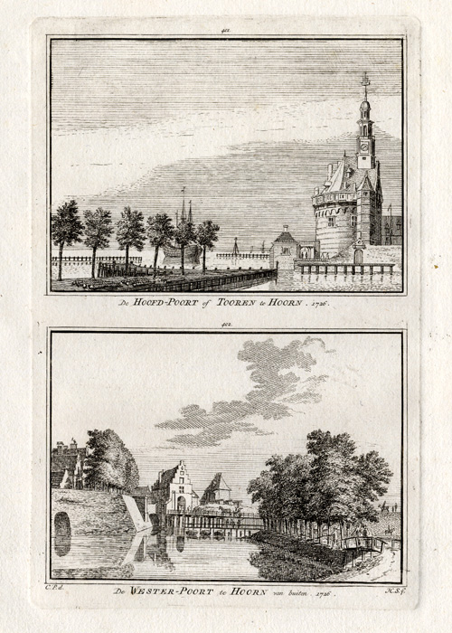 , Antique Print-HOORN-TOREN-NETHERLANDS-Spilman-1743, Pictura Antique Prints